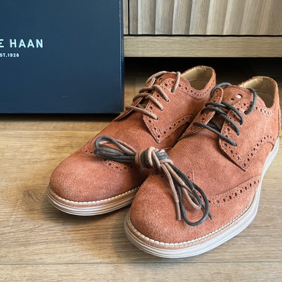 Cole Haan Lunar Grand Wingtips in Suede Woodbury/Gum - M 7.5 main image 7
